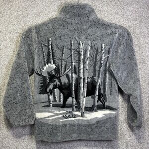 Northern Lifestyles Jacket Mens Large Gray Moose Fleece Full Zip Made In Canada